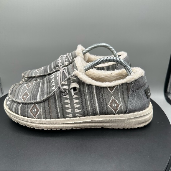 Hey Dude Wendy Boho Stripe Grey Slip On Fleece Lined Women 6 - Picture 4 of 10